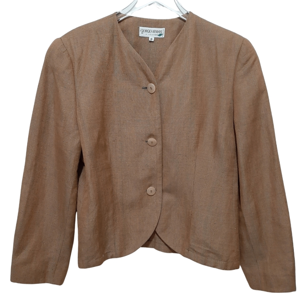Giorgio Armani Flax Linen Viscose Made in Italy Blazer Size 12